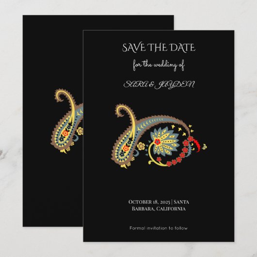 Mandala Bloemkunst – Boho Paisley Poster Ontwerp Save The Date (Voorkant / Achterkant)