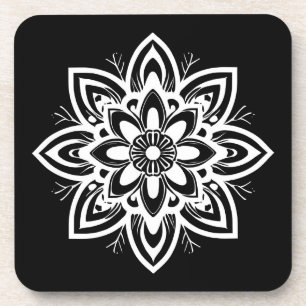 Mandala Bloempatroon in zwart-wit Bier Onderzetter