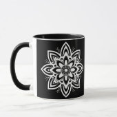 Mandala Bloempatroon in zwart-wit Mok (Links)