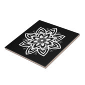 Mandala Bloempatroon in zwart-wit Tegeltje (Zijkant)