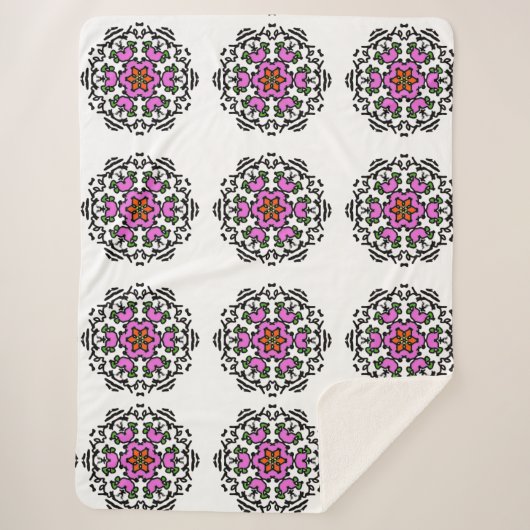 Mandala Bloempatroon Sherpa Deken (Voorkant)