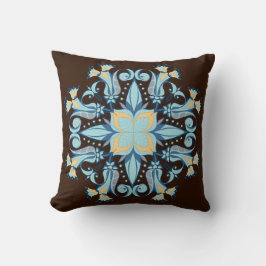 Mandala Bloom Kussen in Chocoladebruin