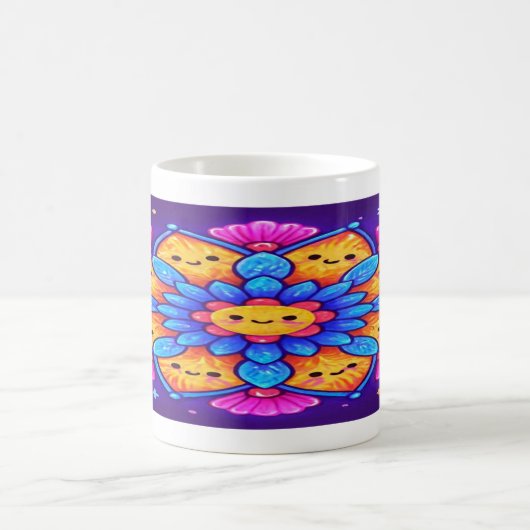 “Mandala Bloom: Sip Joyfully in Neon Kawaii” Koffiemok (Center)