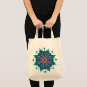 Mandala Bloom-Turquoise & Indigo Blue Tote Bag (Voorkant (product))