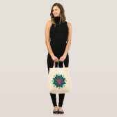 Mandala Bloom-Turquoise & Indigo Blue Tote Bag (Voorkant (model))