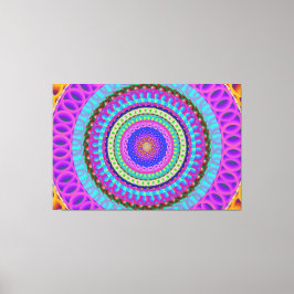 Mandala Blue Circles Stretched Canvas Afdrukken