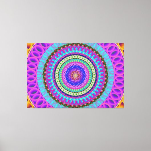 Mandala Blue Circles Stretched Canvas Afdrukken (Voorkant)