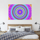 Mandala Blue Circles Stretched Canvas Afdrukken (Insitu (Slaapkamer))