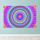 Mandala Blue Circles Stretched Canvas Afdrukken (Insitu (Houten vloer))