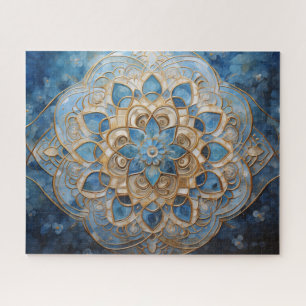 Mandala Blue Gold Legpuzzel