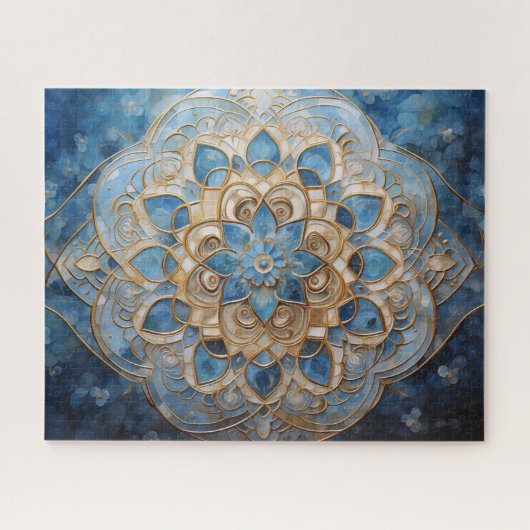 Mandala Blue Gold Legpuzzel (Horizontaal)