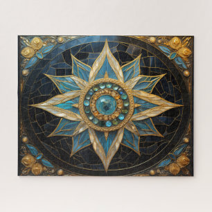 Mandala Blue Gold Legpuzzel