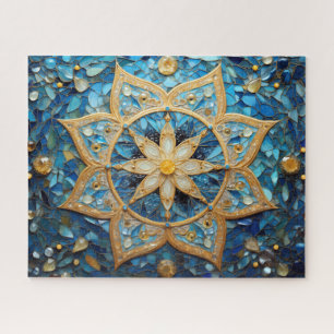 Mandala Blue Gold Legpuzzel