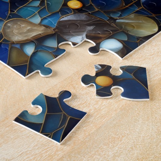 Mandala Blue Gold Legpuzzel (Zijkant)