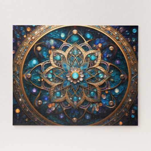 Mandala Blue Gold Legpuzzel (Horizontaal)