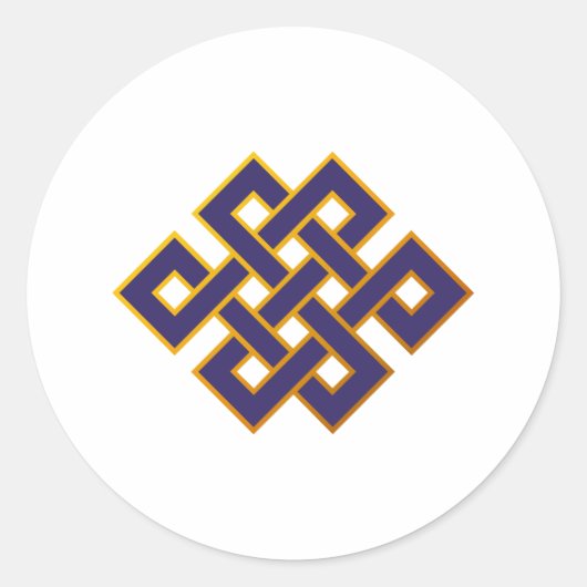 Mandala Blue Karma Buddhism Eternal Knot Ronde Sticker (Voorkant)