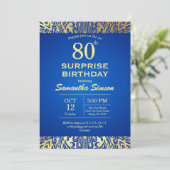 Mandala Blue met Gold 80th Birthday Kaart (Staand voorkant)