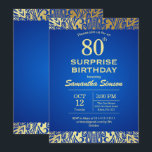 Mandala Blue met Gold 80th Birthday Kaart<br><div class="desc">Mandala Blue met Gold 80th Birthday-uitnodiging</div>