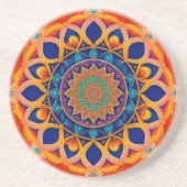 Mandala Blue Oranje kleurrijk Zandsteen Onderzetter (Voorkant)