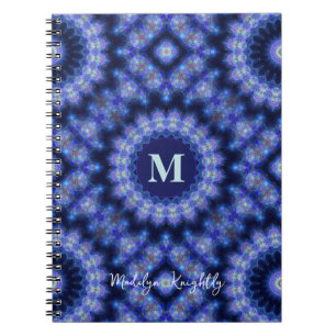 Mandala Blue Paarse Monogram Naam Notitieboek