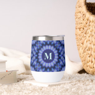 Mandala Blue Paarse Pattern Monogram