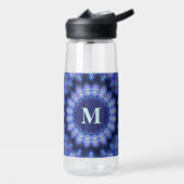 Mandala Blue Paarse Pattern Monogram Waterfles (Links)