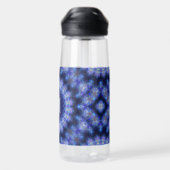 Mandala Blue Paarse Pattern Monogram Waterfles (Achterkant)