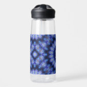Mandala Blue Paarse Pattern Monogram Waterfles (Voorkant)