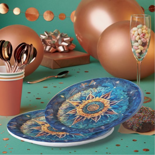 mandala blue paper bord (Multi)