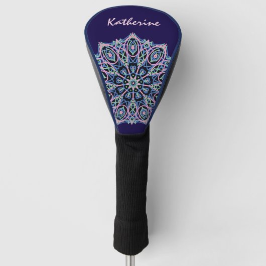 Mandala Blue Pink Green Spiritual. Golfheadcover (Voorkant)