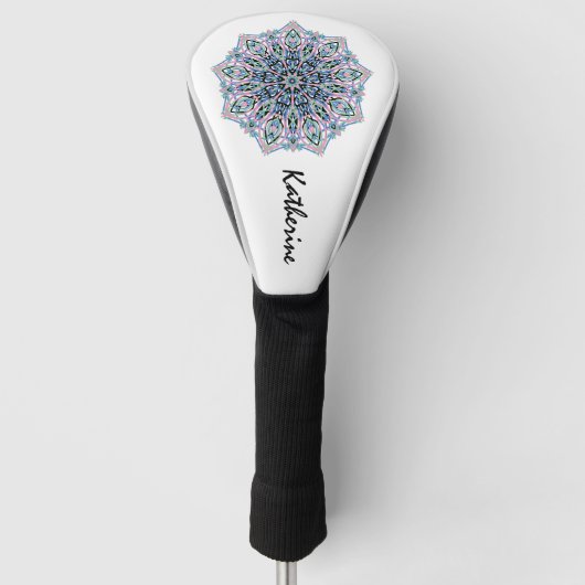 Mandala Blue Pink Green Spiritual. Golfheadcover (Voorkant)