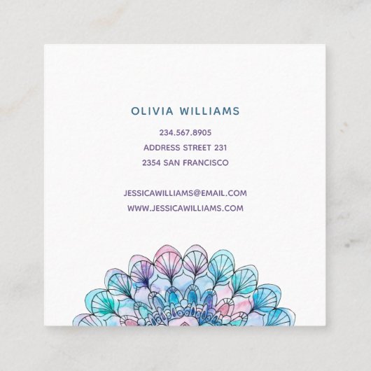 Mandala Blue Pink Spiritueel Yoga Visitekaartje (Achterkant)