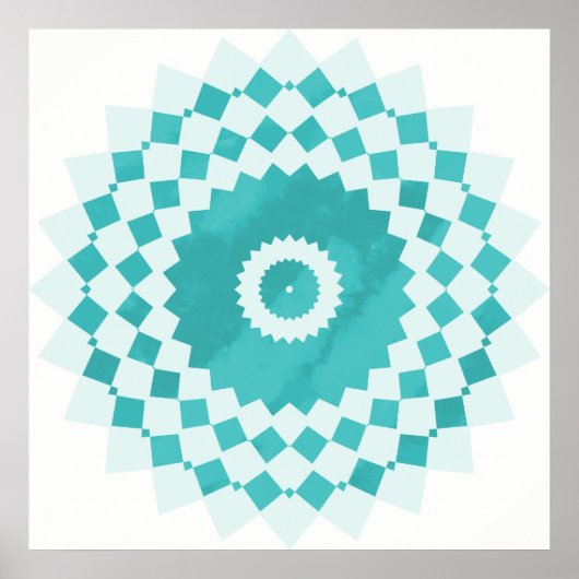 Mandala Blue Turquoise Sky Pattern Poster (Voorkant)