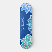 Mandala Blue White Turquoise Monogram
