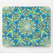Mandala Blue Yellow Turquoise Pattern Muismat (Voorkant)