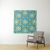 Mandala Blue Yellow Turquoise Pattern Wandkleed (In situ)