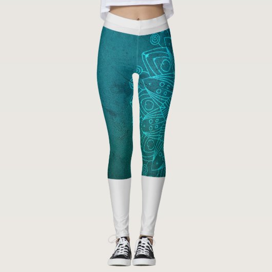 Mandala Blue Yoga Meditation Leggings (Voorkant)