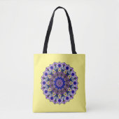Mandala Blueberry 12 Blue Violet on Yellow - Tote Bag (Voorkant)