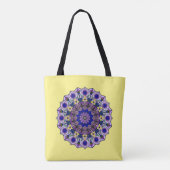 Mandala Blueberry 12 Blue Violet on Yellow - Tote Bag (Achterkant)