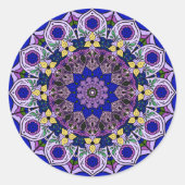 Mandala Blueberry 12 Petals Blue Violet Ronde Sticker (Voorkant)