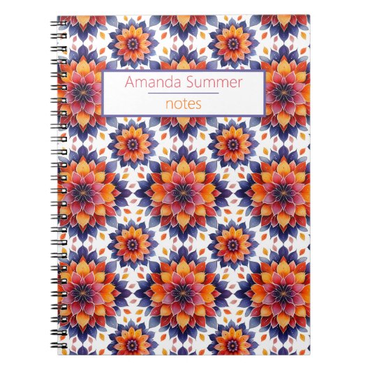 Mandala- Blüten- Muster- boho Notitieboek (Voorkant)