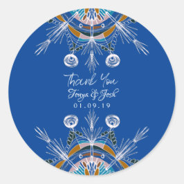 Mandala Bohemian Colorful Wedding Dank je Ronde Sticker
