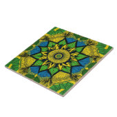 Mandala Bohemian geel, groen, blauw Tegeltje (Zijkant)