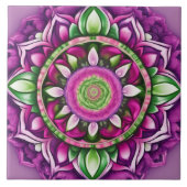 Mandala Bohemian Paarse, Roze, Groen Tegeltje (Voorkant)