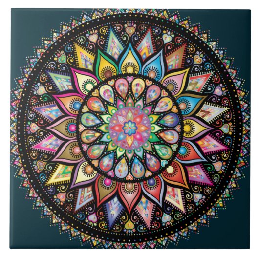 Mandala Bohemian talloze kleuren Tegeltje (Voorkant)