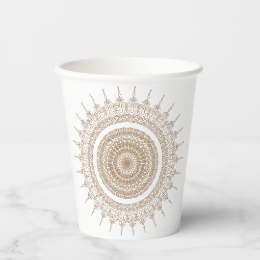 Mandala Bohemian White Boho Papieren Bekers (Voorkant)