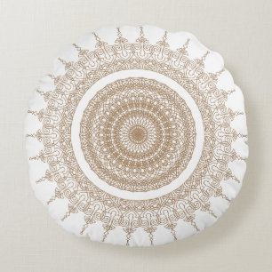 Mandala Bohemian White Boho Rond Kussen