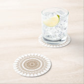 Mandala Bohemian White Boho Ronde Kartonnen Onderzetter (Insitu)