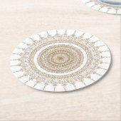 Mandala Bohemian White Boho Ronde Kartonnen Onderzetter (Gebogen)