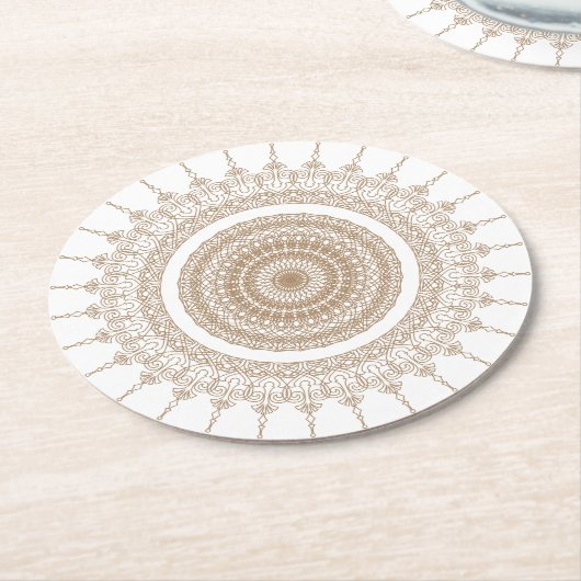 Mandala Bohemian White Boho Ronde Kartonnen Onderzetter (Gebogen)